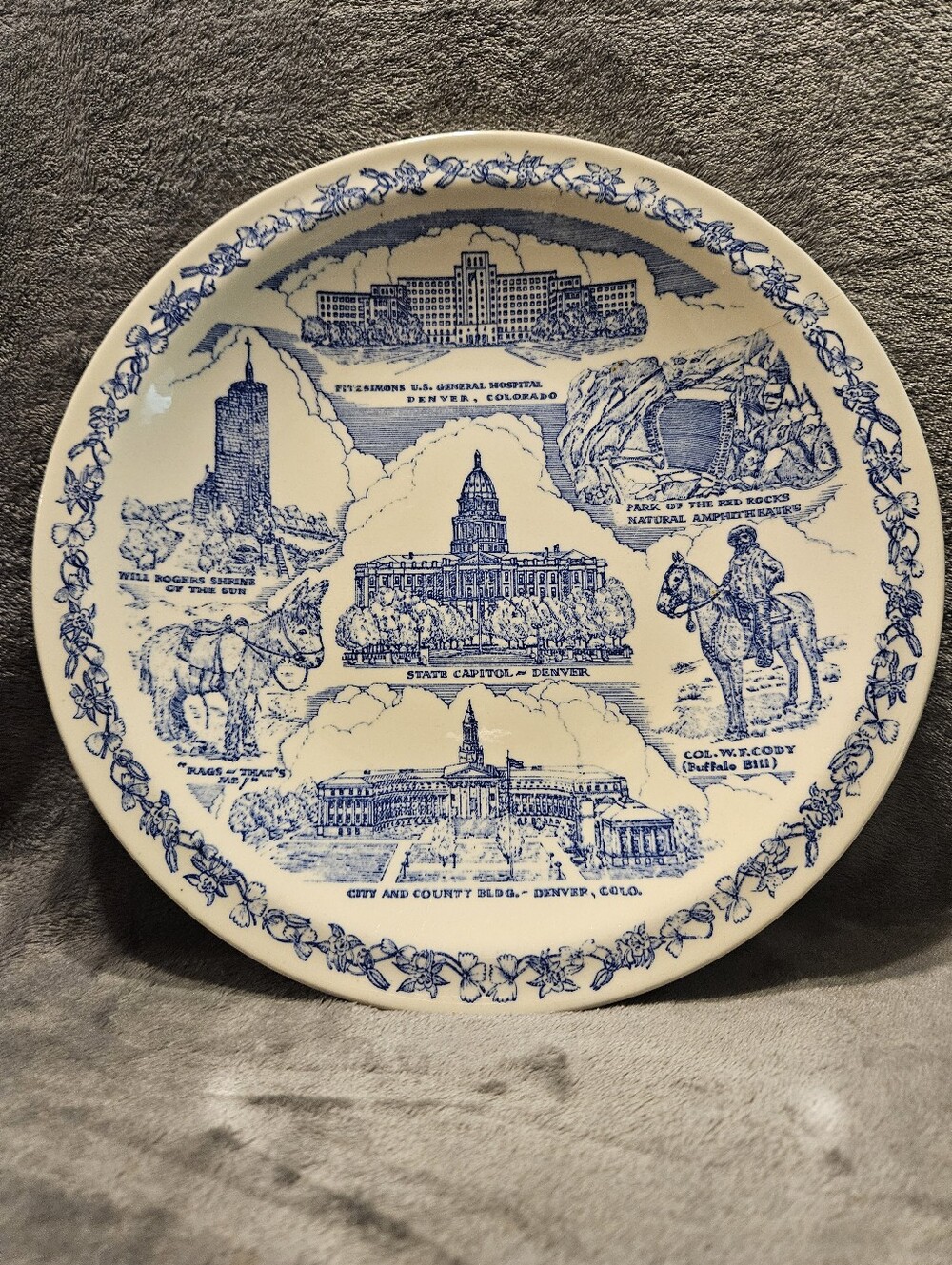 Vintage blue and white Colorado souvenir